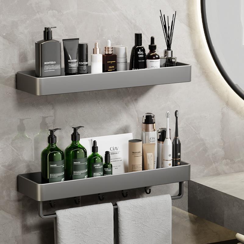 Bathroom Shelf Self-adhesive Bath Storage Rack 30-60cm Modern Space  Aluminum Rust-proof Bathroom Organizer Wall Shelf 1pc (Brushed Golden) 2024  - $15.99