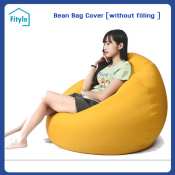 Fityle Large Lazy Beanbag Chair Cover - Soft Linen Cloth