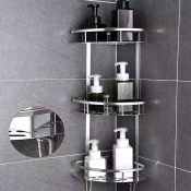 Triangular 3-Tier Bathroom Corner Organizer Rack with Hook