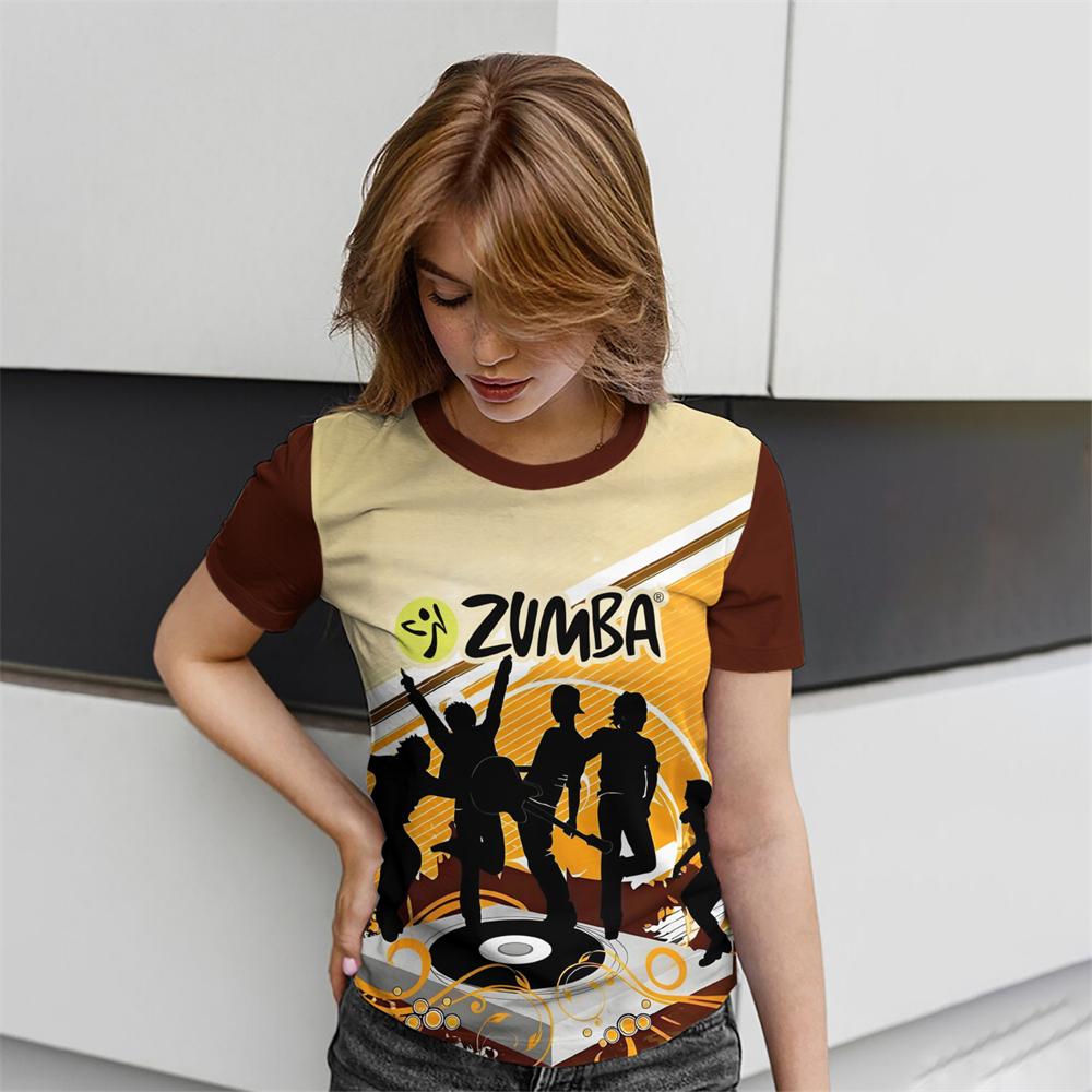 2025 Zumba Women's T-shirt Sublimation Pattern Print Dance T-shirt