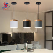 Macaron Solid Wood Chandelier - Modern Frosted Ceiling Light