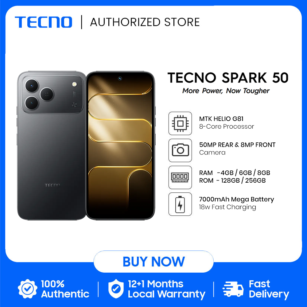 [3 Months 0% LazPayLater] TECNO Spark 50 4G Smartphone (4/256GB, 4/128GB) / Helio G81 Processor / 6.78" 120Hz Smooth Display / 7000mAh Mega Battery / 18W Fast Charging / 50MP AI Camera - Image 2