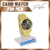 Casio 3 Chrono Gold Black Dial Watch For Men