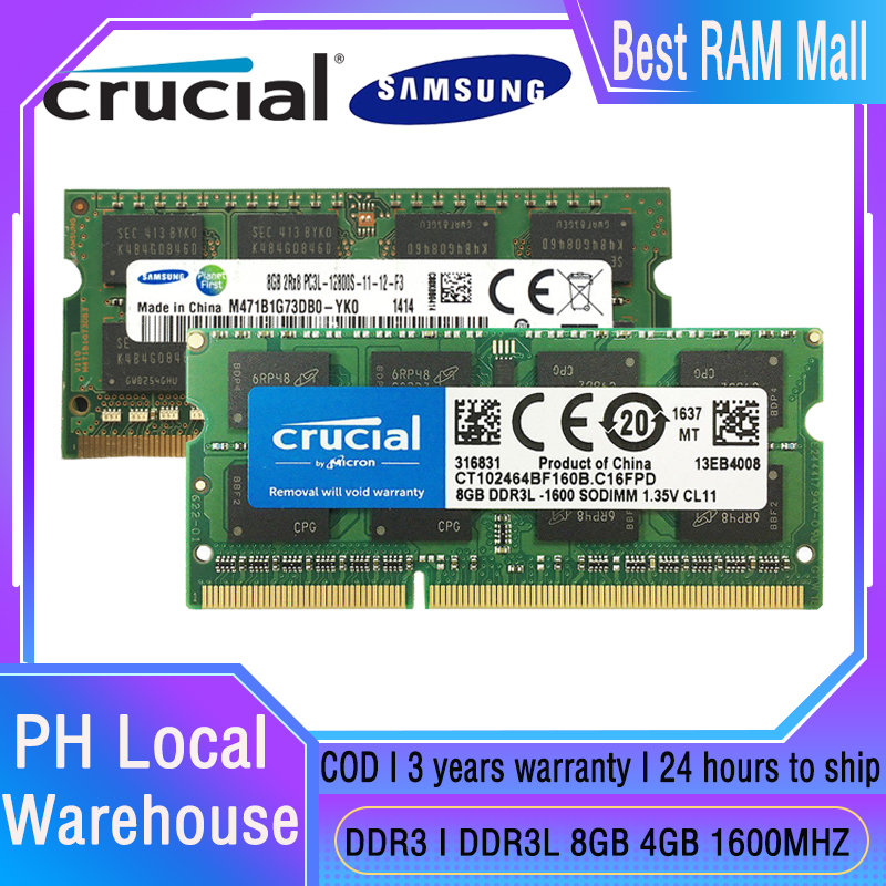 Crucial/Samsung DDR3/DDR3L RAM 8G 4G SOD