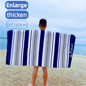 Thick Cotton Microfiber Beach Towel, Quick Drying - 