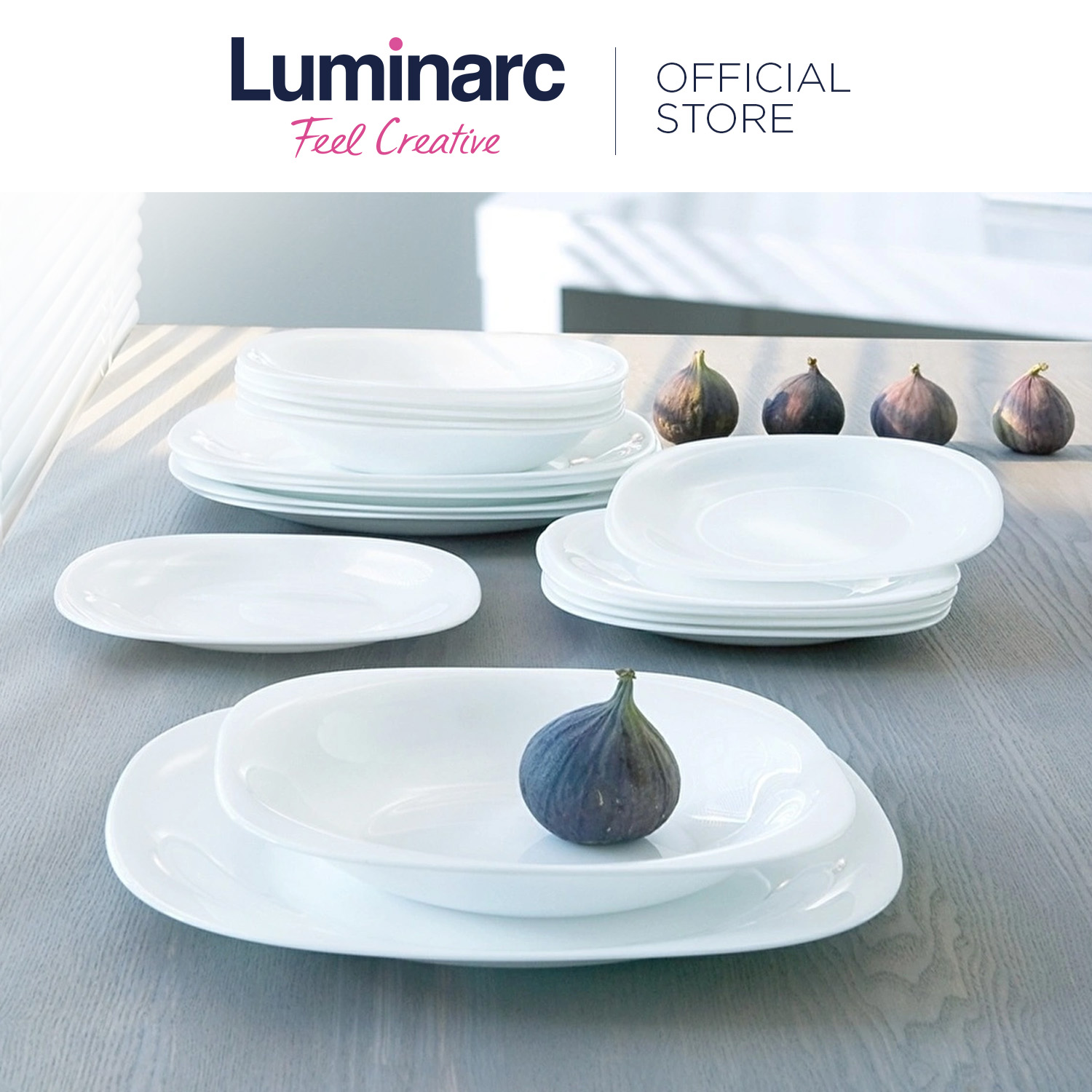 Square Luminarc White Plate Luminarc Carine 13pc Square White