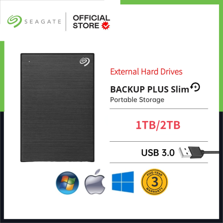 Seagate Backup Plus Slim 1TB/2TB External HDD with 3-Year Warranty