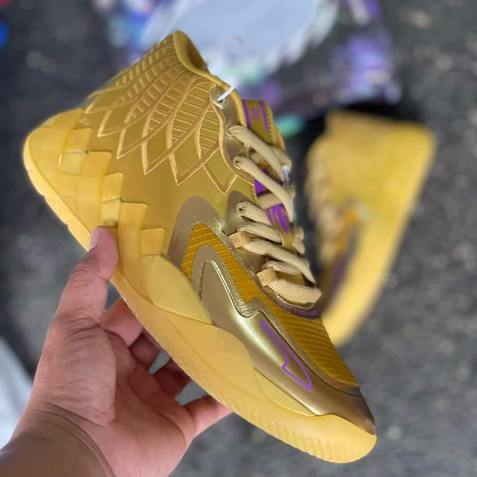 gold lamelo ball shoes