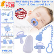 Phoenix Hub 4in1 Silicone Baby Pacifier Set with Chain Clip