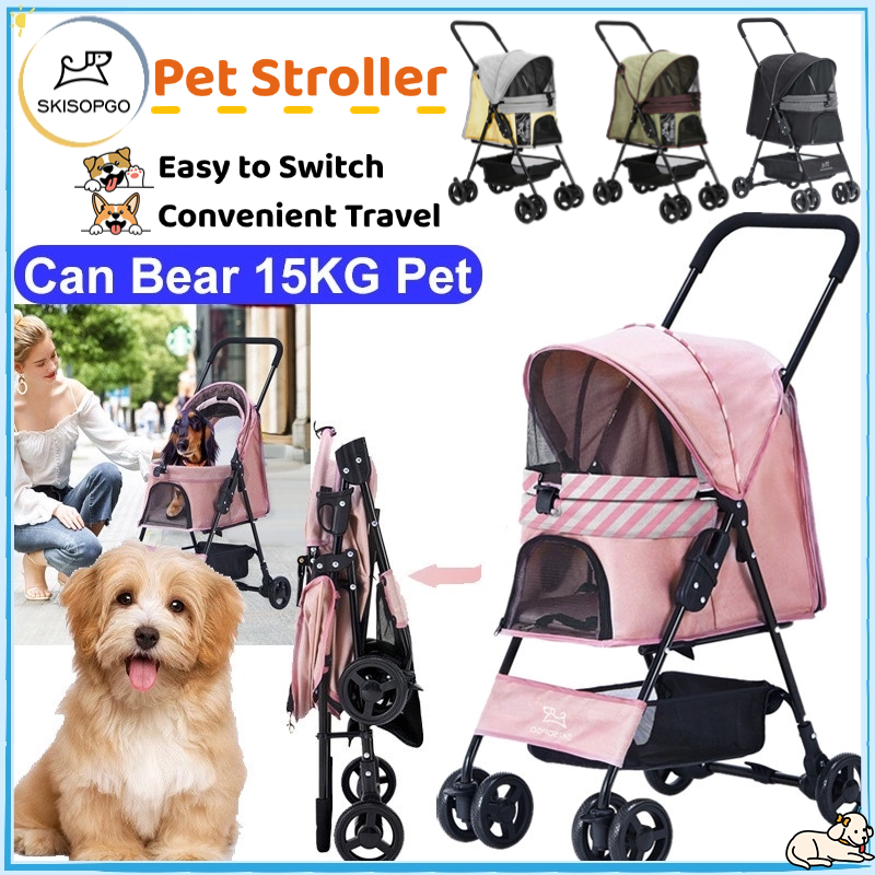 SKISOPGO Pet Stroller - Foldable Lightweight Dog Carrier Trolley