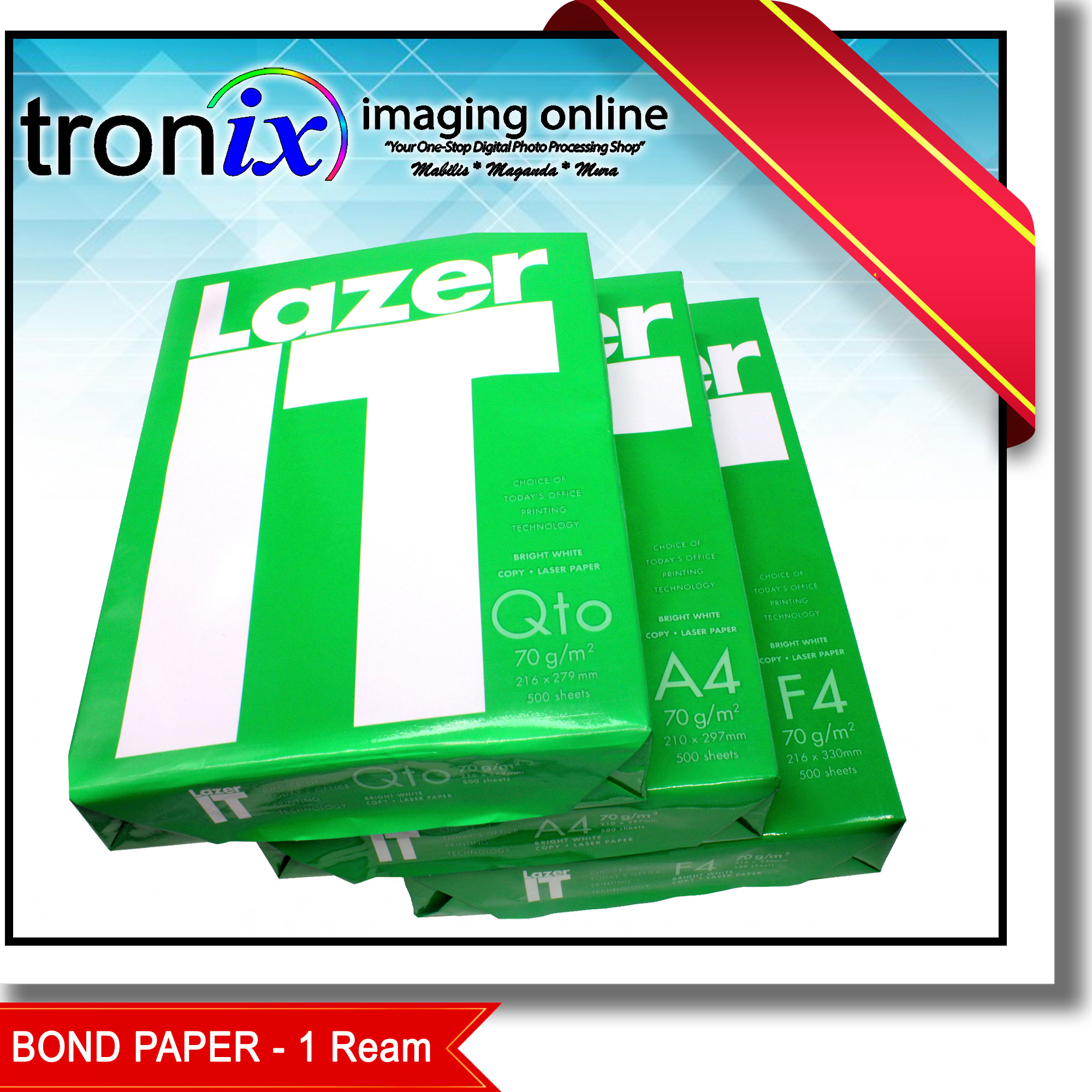 troniximaging Bond Paper - 1 Ream of Bond Paper availble in Short , Long , A4 and Legal Size Bondpaper