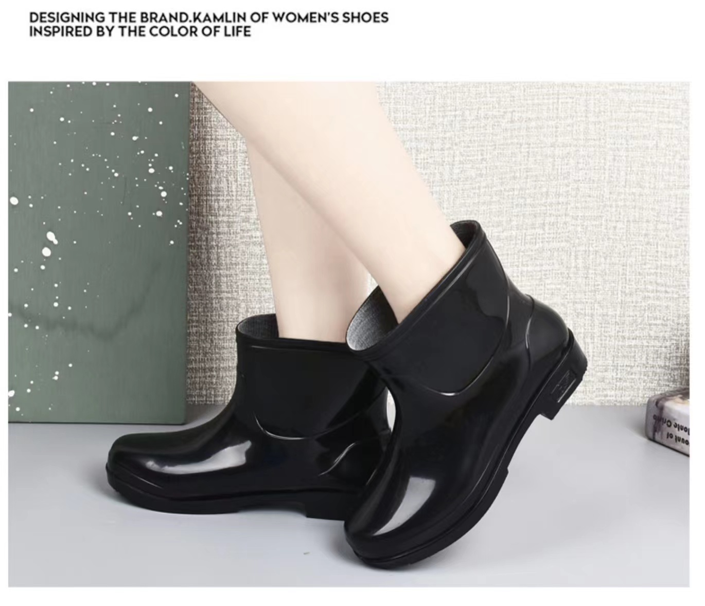 SH Rain boots for women and men fashion rainy season non-slip rain boots  low-top short-tube waterproof shoes