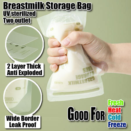 30Pcs Breastmilk Storage Bag UV sterilized Double-layer double-sealed double outlet anti exploded milk powder bag