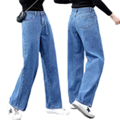 Korean Style High Waist Mom Jeans for Women