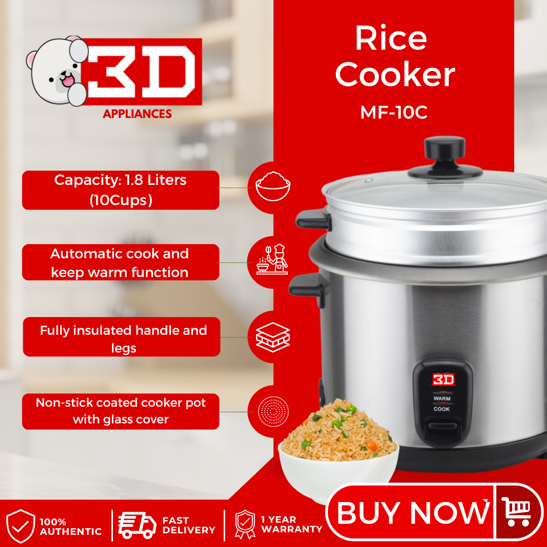 3D RCN-13C Rice Cooker 2.5L with Steamer Lazada PH