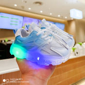 SENMA LED Light-Up Kids Shoes, White, Boys/Girls, Korean Design