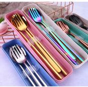 Creative Metal Cutlery Set: 3-in-1 Portable Stainless Steel Tools