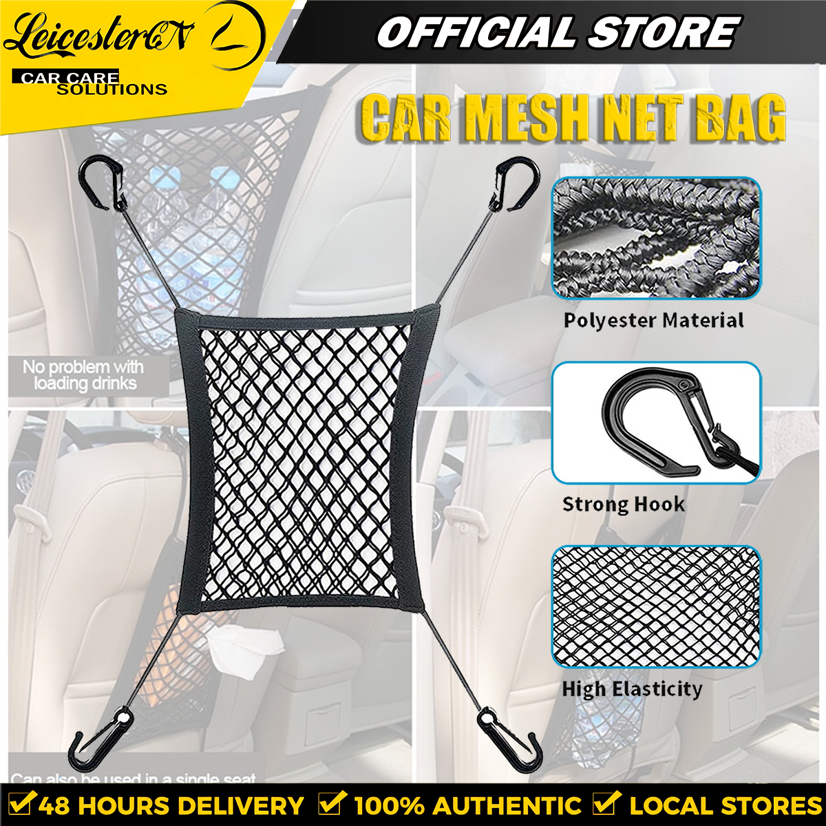 LST Universal Elastic Car Mesh Net Bag Organizer Seat Back Storage Motor Luggage Holder Pocket Car Interior Accessories