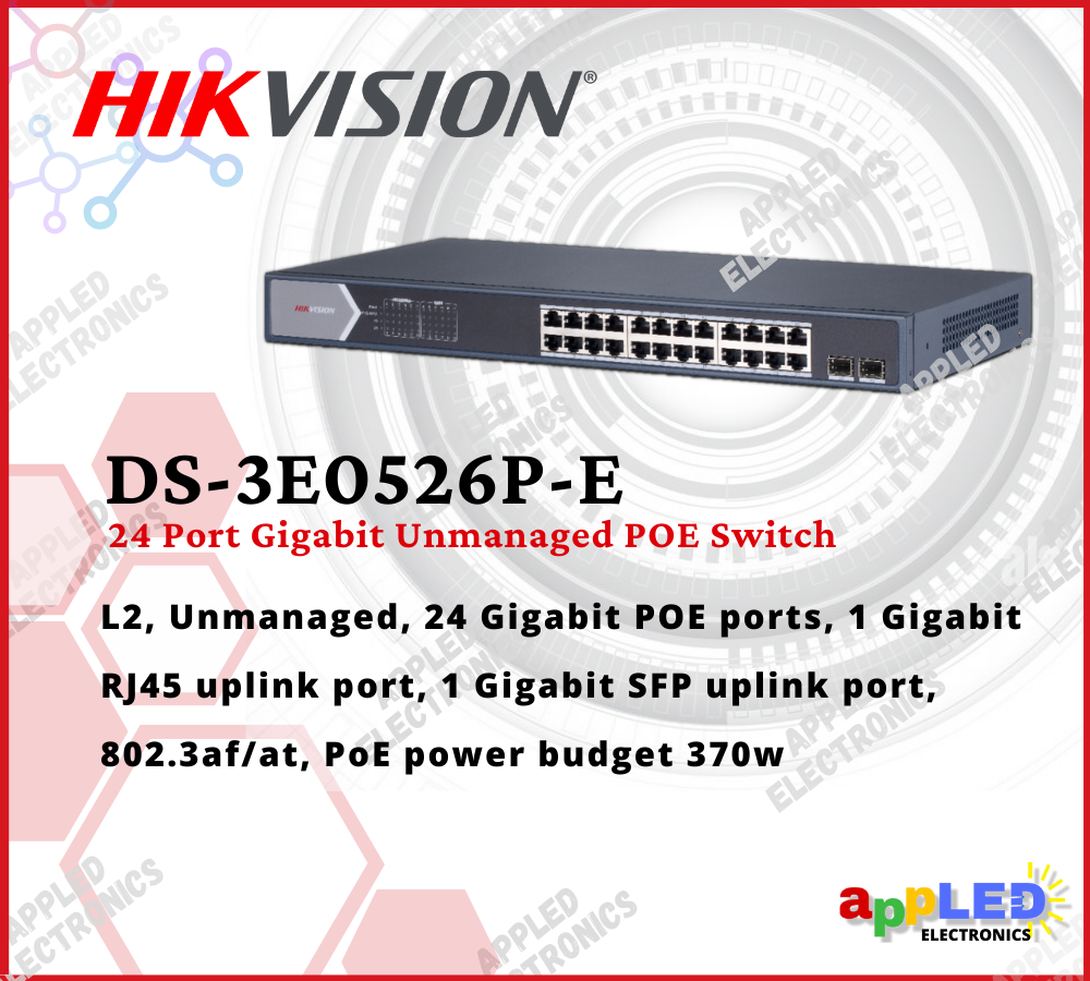 Hikvision DS-3E0526P-E 24-Port Gigabit Unmanaged PoE Switch