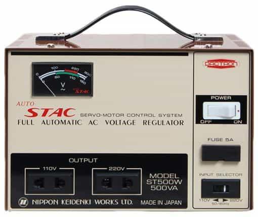 STAC Dactron AVR with Servo-Motor Control System. JAPAN AUTO STAC ST500W  500VA Portable Series AC automatic voltage regulator STAC AVR