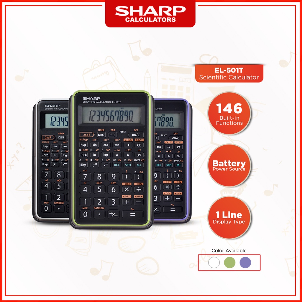 Factory direct sales Sharp Calculators EL-501T 146 Built-In Functions  Scientific Calculator Green