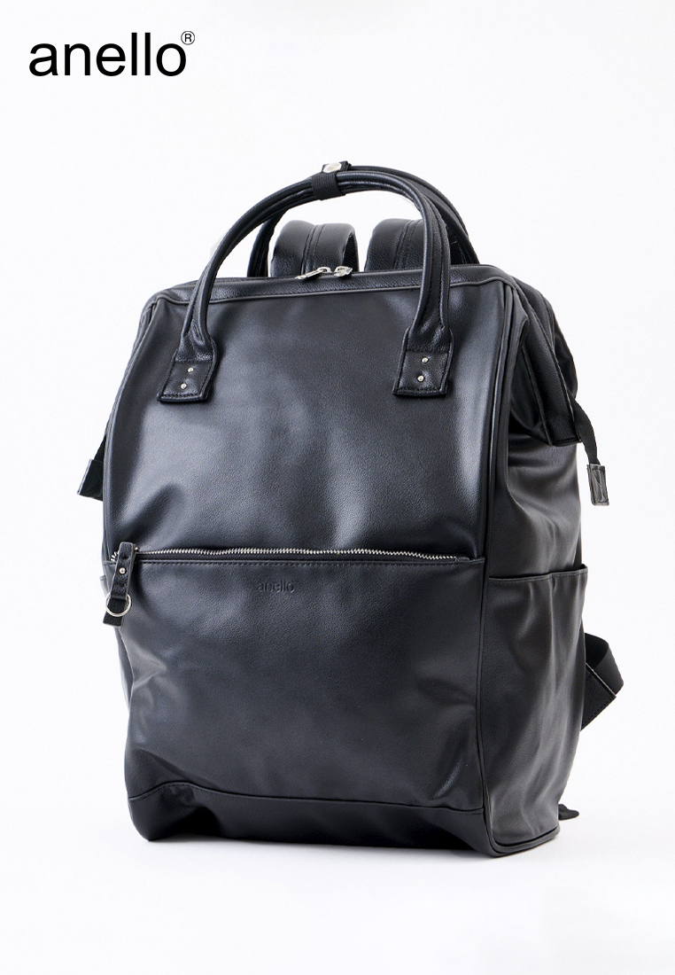 black grainy leather jasmina backpack Black grained leather backpack