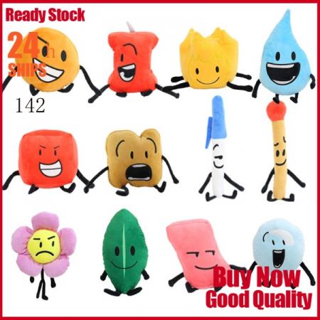 2023Plush Toy Leafy Firey Flower Block Waterdrop Bubble Plushie Pillow Doll Kids Children Gift Bfdi plushie firey plush firey plushie