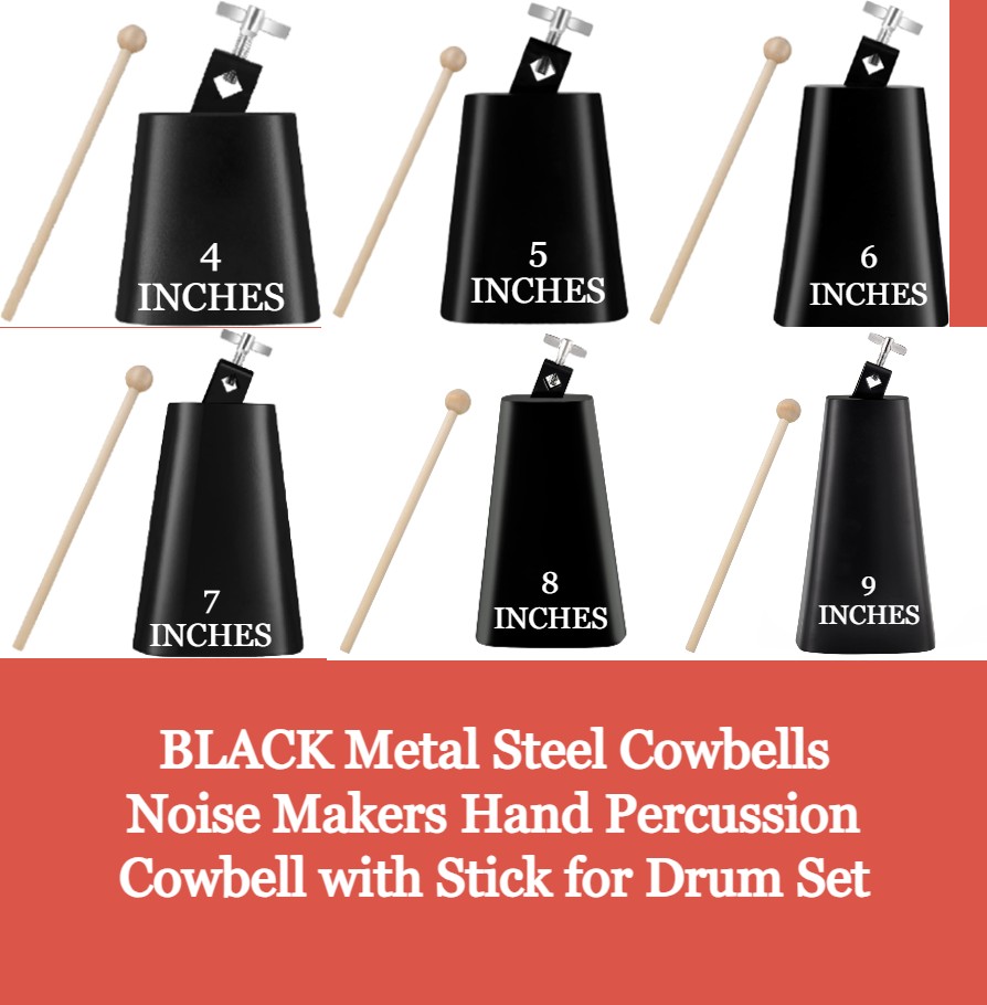 4/5inch Cowbells Cow Bell+Drumstick Metal Cow Bell Noise Maker Hand  Percussion Instrument Cowbell