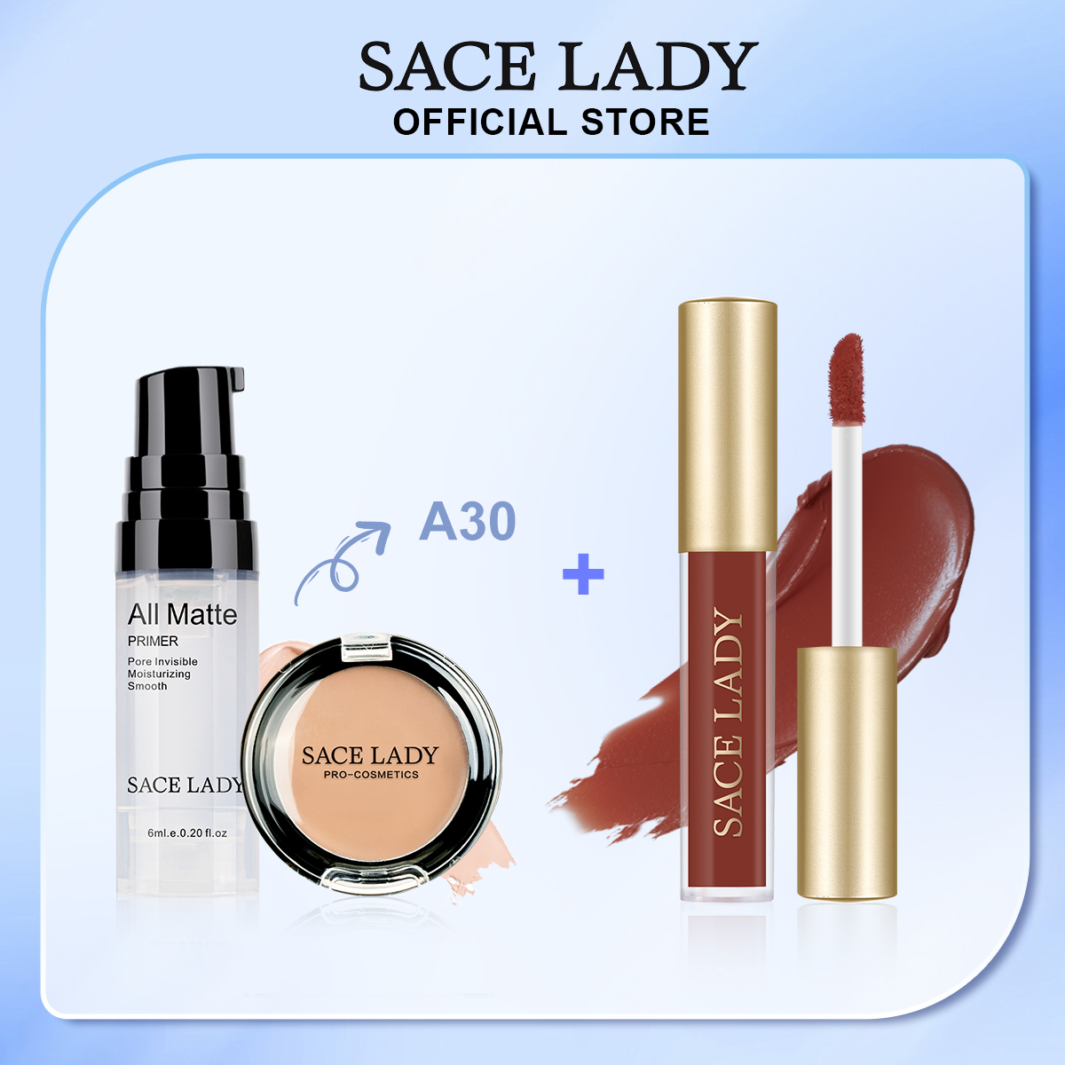 Discount on Sace Lady  shoes - SKU: Sace Lady Makeup Set Waterproof Travel Size Matte Longlasting Cosmetic(Matte Concealer+base Primer+p