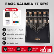 Basic Kalimba Thumb Piano 17 Keys, Rixton Portable Mbira Finger Piano with Music Books Gifts for Kids Adults Beginners