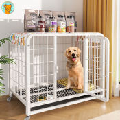 Large Metal Dog Cage with Wheels and Poop Tray