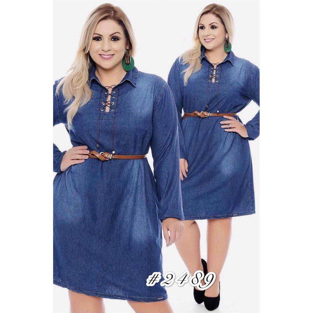 long sleeve denim dress plus size