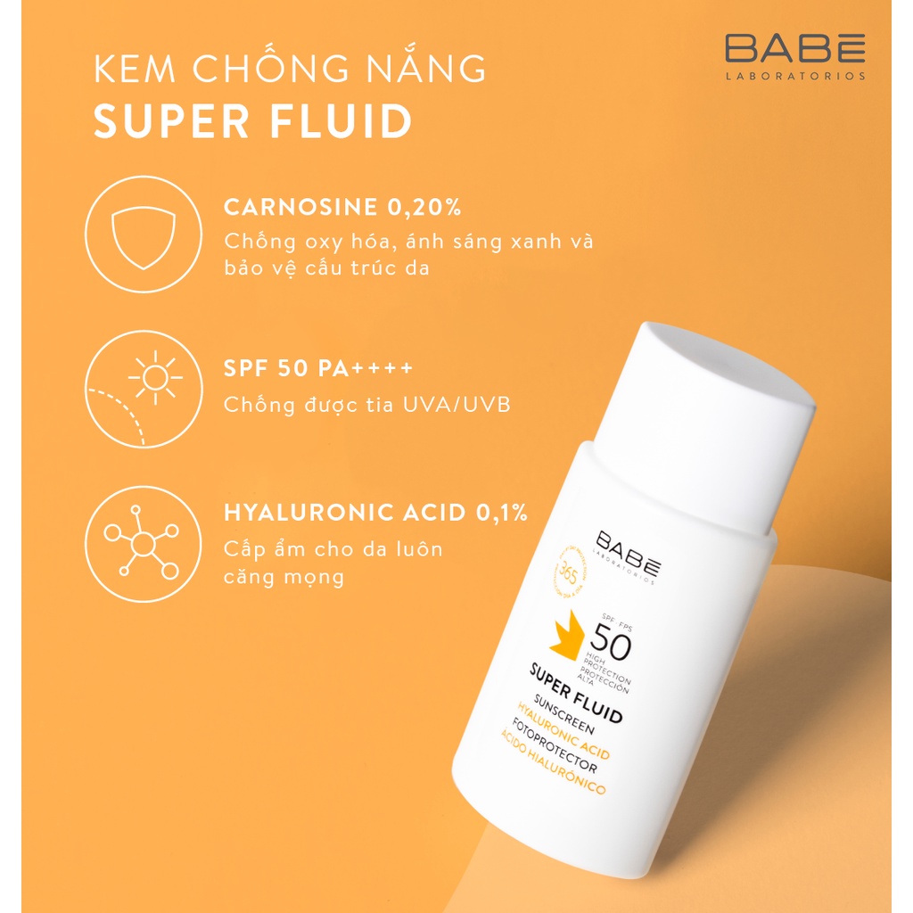 HÀNG NHẬP KHẨU - Kem chống nắng BABÉ Super Fluid Sunscreen SPF50 phổ rộng
