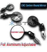 CNC Round Bar End Mirror - Carbon Design (Brand: COD)