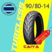 Caiya Tubeless Tire 90/80-14 w/Sealant and Pito