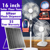 Solar Electric Fan with LED Lights - Portable & Rechargeable