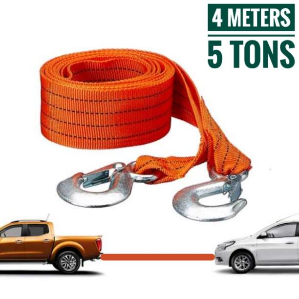 Heavy-Duty 5 Tons 13ft Car Tow Rope Cable Towing Strap With Hooks Emergency