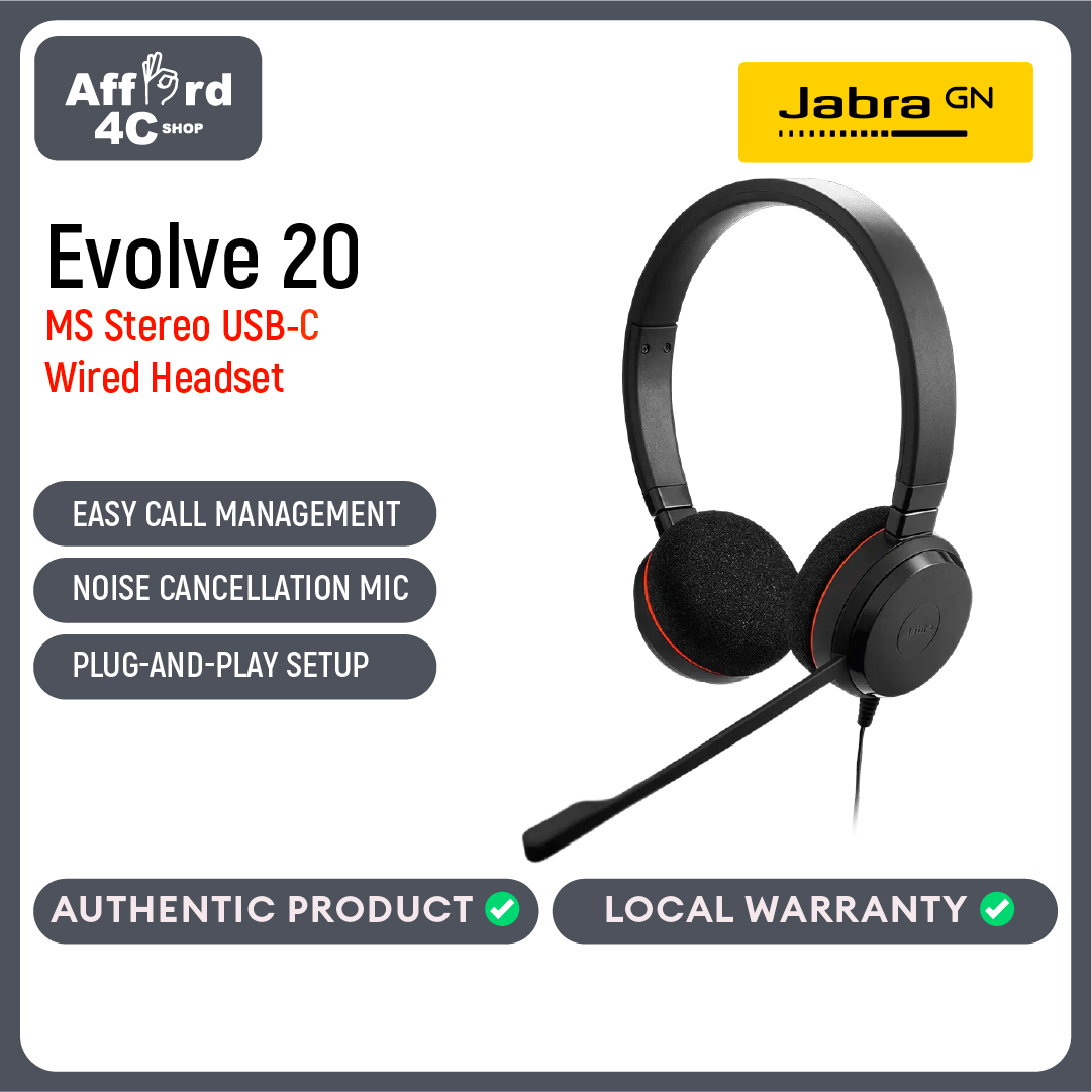 Jabra evolve 20 stereo noise cancelling headphones sale