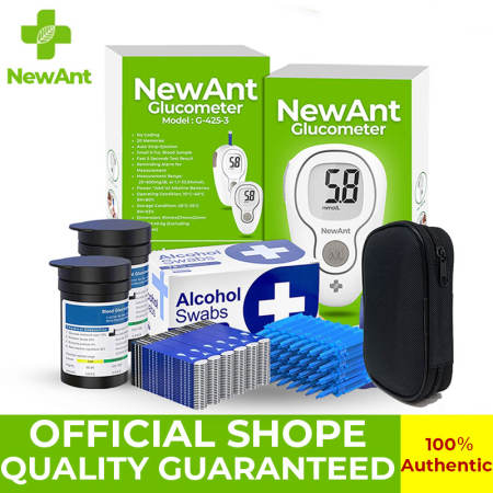 NewAnt Glucometer Set with 100 Test Strips, Lancets, Lifetime Warranty