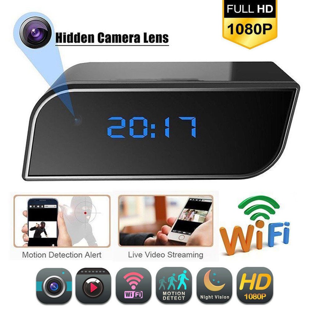 With 18650 Battery App Control Alarm Clock With Hidden Camera Spy Cam Alarm Clock Spy Cam Black Camera Clock Wifi Wireless Night Vision Nanny Cam Hd 1080p Video Recorder Spy Camera Hidden