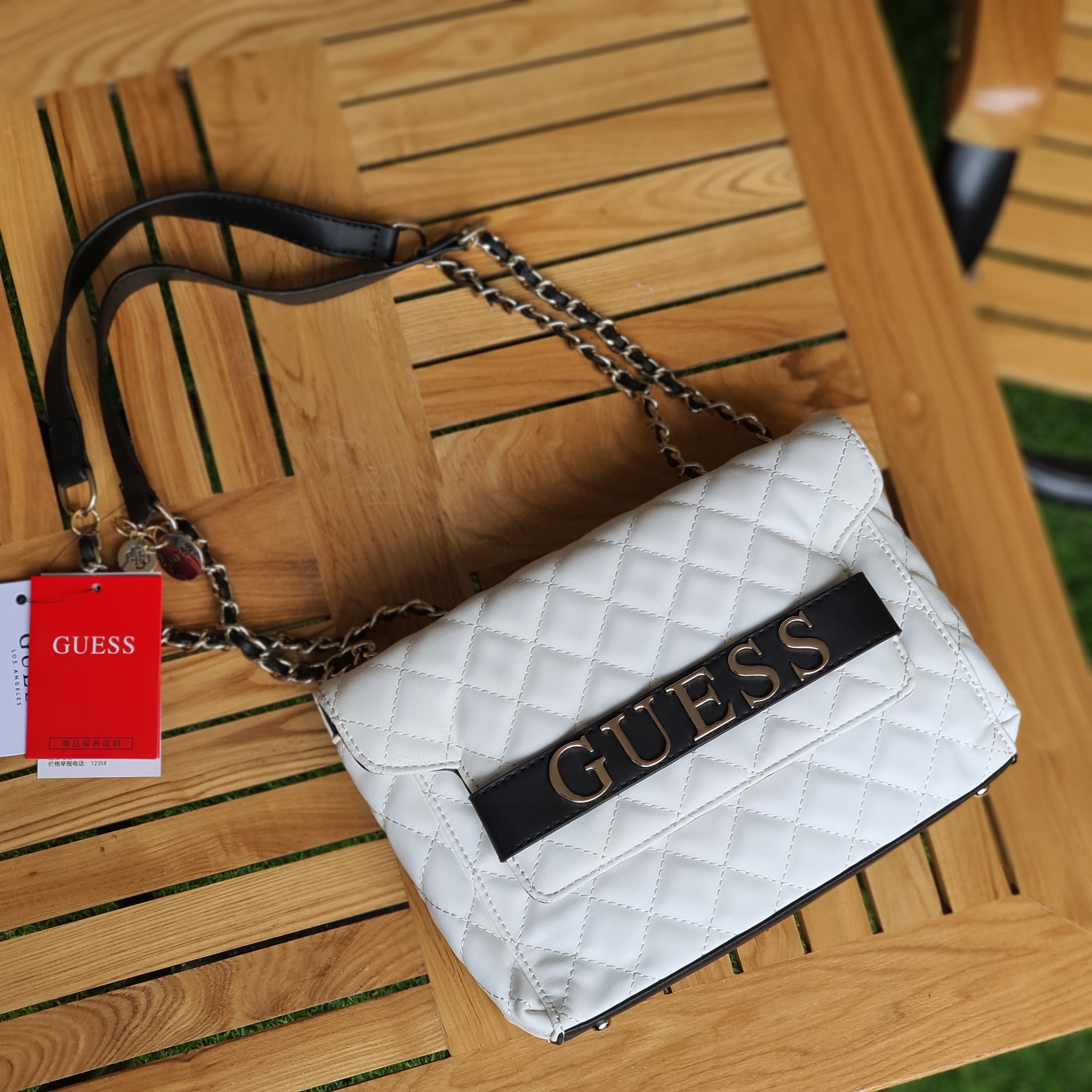 Large Logo and Leather Convertible Chain Wallet