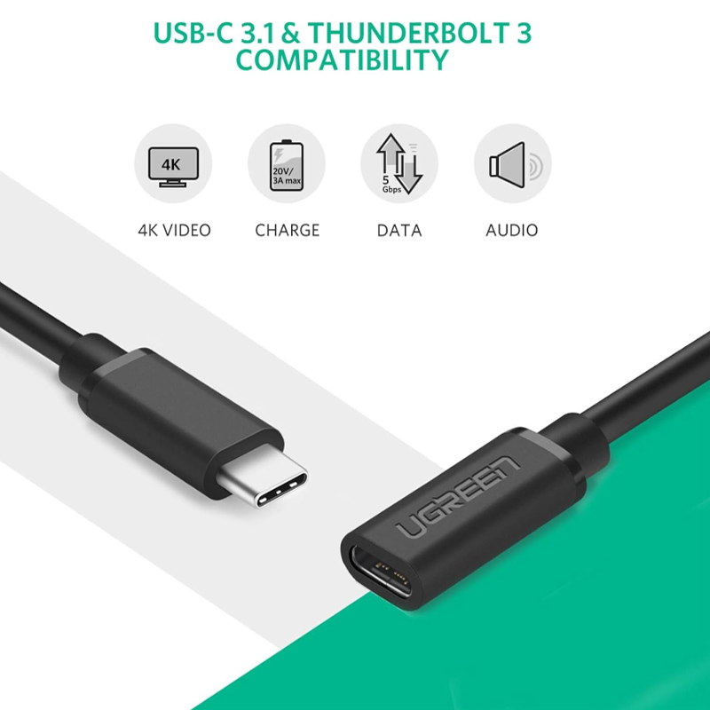 Rallonge USB type-c, câble vidéo 90 ° Gen 2 100W USB-C 3.1 mâle