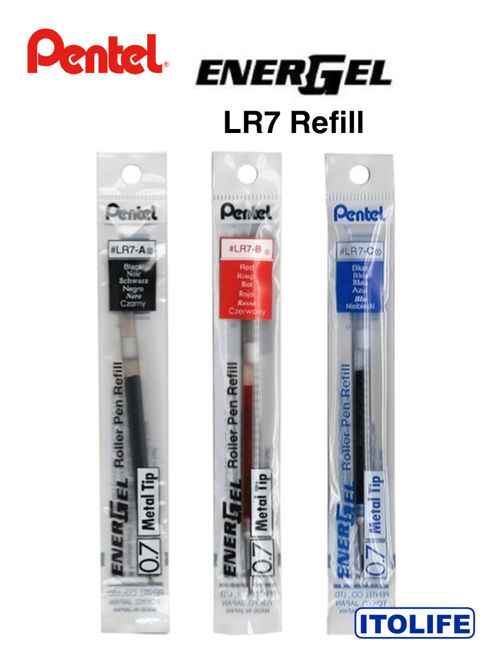 Pentel ENERGEL Permanent Gel Pen 0.7mm BLP77- 1pc