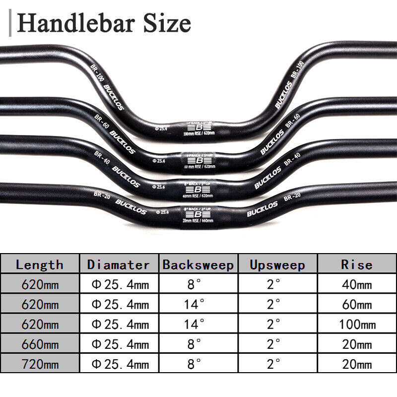 BUCKLOS BR 25.4mm BMX MTB Handlebar Aluminum Alloy 20 40 60 100mm Rise Bike Bar Cycling Parts