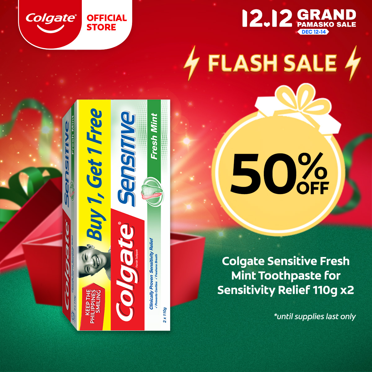 Lazada Philippines - Colgate Sensitive Fresh Mint Toothpaste for Sensitivity Relief 110g – Buy 1, Get 1 Free