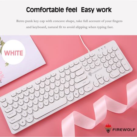 FIREWOLF Cute Retro Punk Keyboard with Mute Button