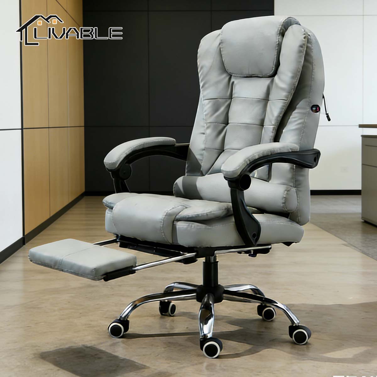 LIVABLE Gaming Chair Computer Chair Leather Office Chair Reclining Chair Home Rotatable Massage Chair With footrest - Image 2