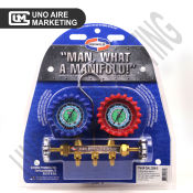 UNIWELD Pressure Gauge Manifold with Hose and Manual