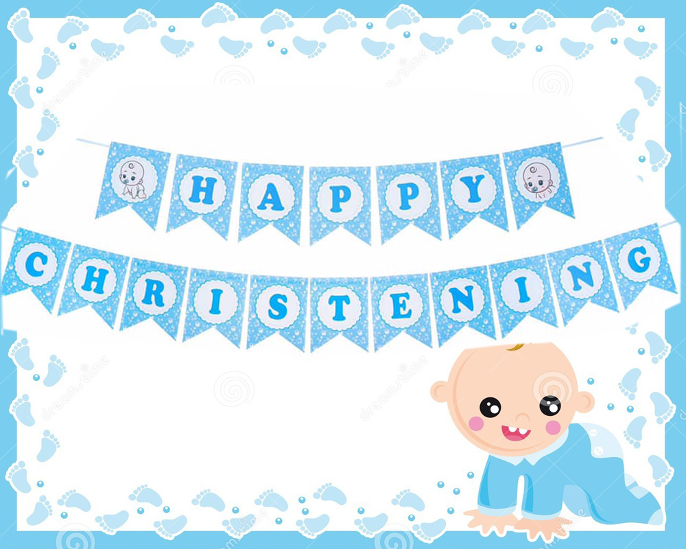 Party Things Baby Christening Banner Set Baby Boy Baby Girl banner Inside Christening Banner Template Free