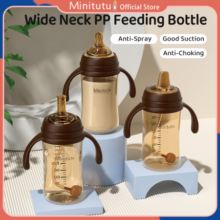 Minitutu Wide Neck Anti-Colic Feeding Bottle, BPA Free